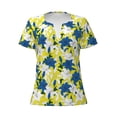 thumbnail image 4 of Wukai Lilies Flowers Casual V-Neck Graphic Tees for Women: Lightweight and Breathable Summer Tops with Stylish Design-Medium, 4 of 8