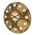 thumbnail image 3 of Designart 'Golden Circular Retro Pattern I' Mid-Century Modern Wood Wall Clock, 3 of 5