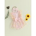 thumbnail image 5 of Baby Toddler Girls Rompers Dress 3 6 12 18 24 Months Round Neck Daisy Print Mesh Skirt Hem Infant Bodysuits Jumpsuits with Headband, 5 of 9