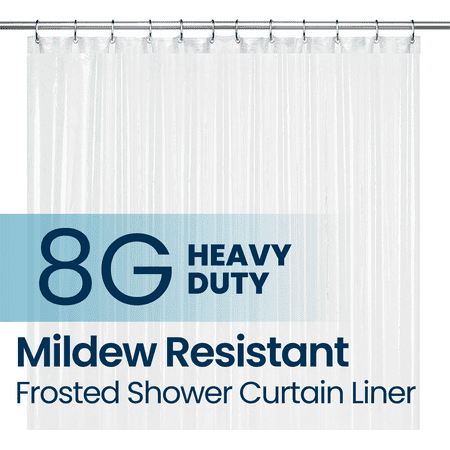 LiBa PEVA 8-Gauge Bathroom Shower Stall Curtain Liner, 72" W x 72" H 8G Frosted, Heavyweight Non-Toxic Fabric, Heavy-Duty Thickness, Waterproof, Mold & Mildew-Resistant
