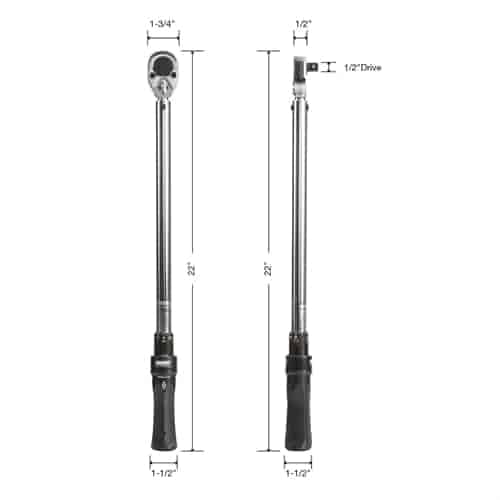 YLP Tools 4-Piece Torque Wrench Set - 1/2 Inch Drive, 25-250 Ft-lb Range, With 3" & 5" Connectors, Quick Release