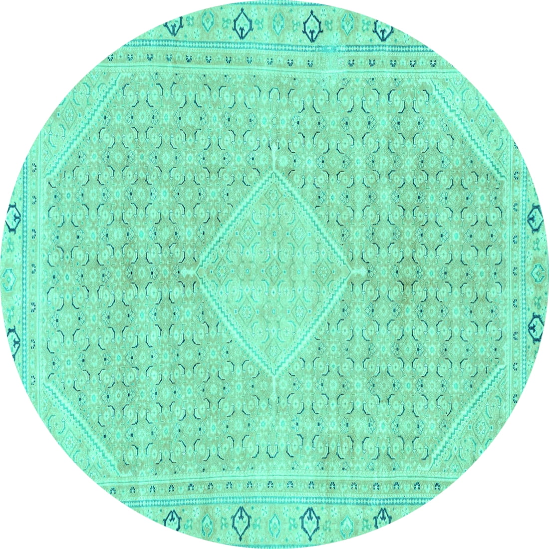 Ahgly Company Indoor Round Abstract Turquoise Blue Modern Area Rugs, 4 ...