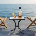 thumbnail image 4 of Ktaxon 18" Square Outdoor Side Table with Tempered Glass Top, Ripple-patterned Courtyard Glass Table, Black, 4 of 8