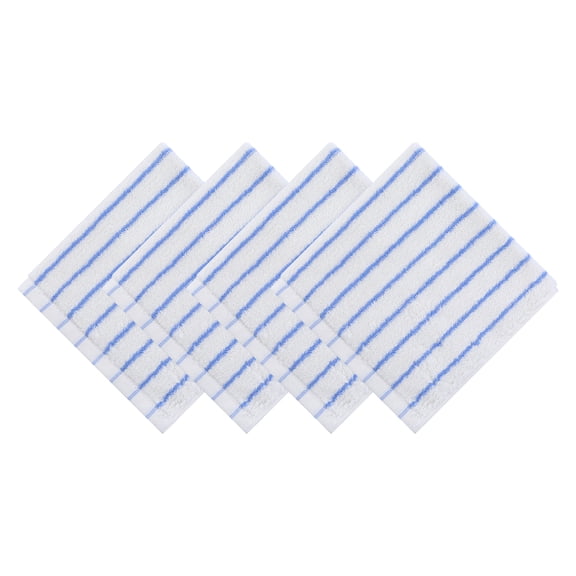 REGALWOVEN Cotton Striped Washcloths - 13" x 13" Soft & Absorbent Face Cloths for Bathroom, Kitchen White 4pk