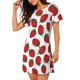 thumbnail image 2 of Balery Hand Drawn Strawberry Camisón de manga corta con cuello redondo para mujer, cómodo y elegante., 2 of 6