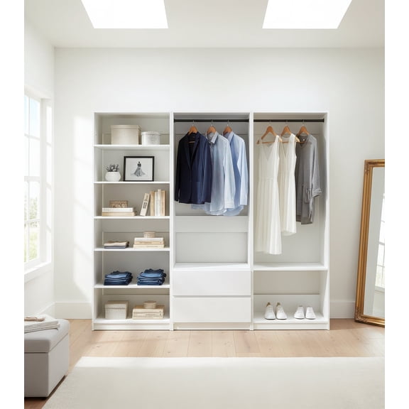 Prosper White Freestanding Walk in Wood Closet System