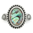 thumbnail image 6 of Stainless Steel Polished and Antiqued Imitation Abalone and CZ Ring Size: 9; for Adults and Teens; for Women and Men, 6 of 6