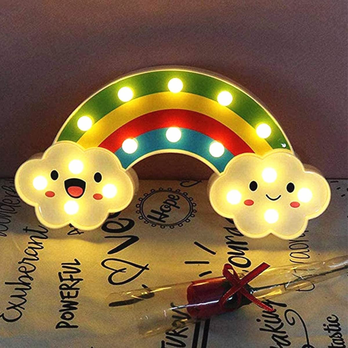 LINLIN Night Light Kids Lamp, LED Night Light Battery Operated LED Girls Light Sign Decorative Table Lamps for Baby Children Bedroom Party