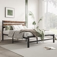 thumbnail image 2 of Modern Full Size Bed Frame with Under-bed Storage Space, Metal Platform Bed with Wood Headboard, Platform Bed for Bedroom, Noise-Free, 2 of 8