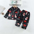 thumbnail image 2 of Coerni Kids Velvet Pajamas Toddler Button-Down Letter Print Long-Sleeve T-Shirt Top + Pants 2PCS Christmas Outfits Clothes, 2 of 9