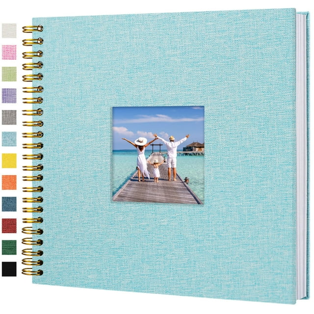 Álbum de fotos Hiwhy - Funda de lino (30 x 30 cm, 80 páginas), color azul claro