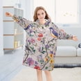 thumbnail image 5 of FORMRS Wearable Blanket Hoodie with Sleeves for Kids Cozy Flannel Sweatshirt, Purple Floral Pattern, 5 of 7