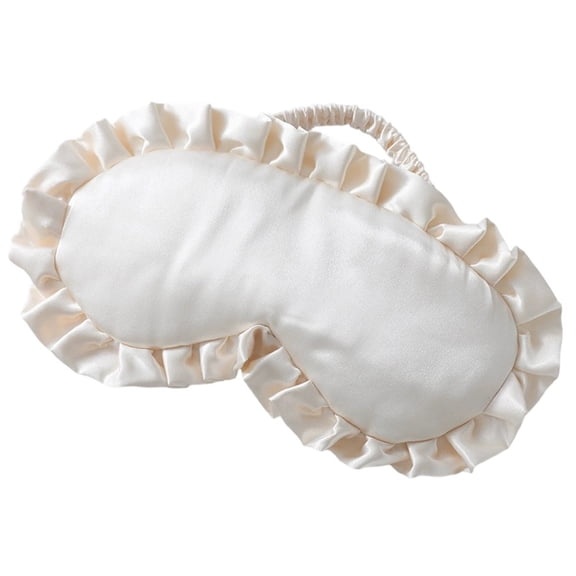 Krdevn Ruffled Satin Sleep Eye Mask Elastic Band Soft Breathable Light Blocking Comfort Blindfold Travel Airplane Nap Bedroom Overnight Stress Relief Sleep Aid Accessory