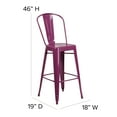 thumbnail image 5 of Emma + Oliver Commercial Grade 30"H Purple Metal Indoor-Outdoor Barstool with Back, 5 of 11