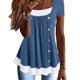 thumbnail image 2 of Camiseta 2 en 1 Ticfox blusa plisada con botones delanteros ajuste holgado Azul XXL, 2 of 5
