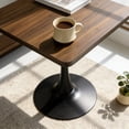 thumbnail image 2 of Square Dining Table, 27.6" Tulip Table with Thickened Edge Decor Tabletop & Metal Pedestal, Mid Century Modern Bistro Table for Kitchen, Small Places, Living Room, Cafe ( Walnut Color), 2 of 14