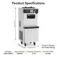 thumbnail image 5 of Yeshouse 2450W Commercial Soft Ice Cream Machine 3 Flavors 5.8 to 8.2 Gallon Per Hour PreCooling At Night Auto Clean LCDPanel for Restaurants Snack Bar, 5 of 7