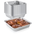 thumbnail image 1 of Paquete de 30 sartenes desechables de aluminio extra gruesas, tama&ntilde;o est&aacute;ndar de 9 x 9 pulgadas, latas de cocina cuadradas reciclables, recipientes port&aacute;ti DCS Deals NA, 1 of 3