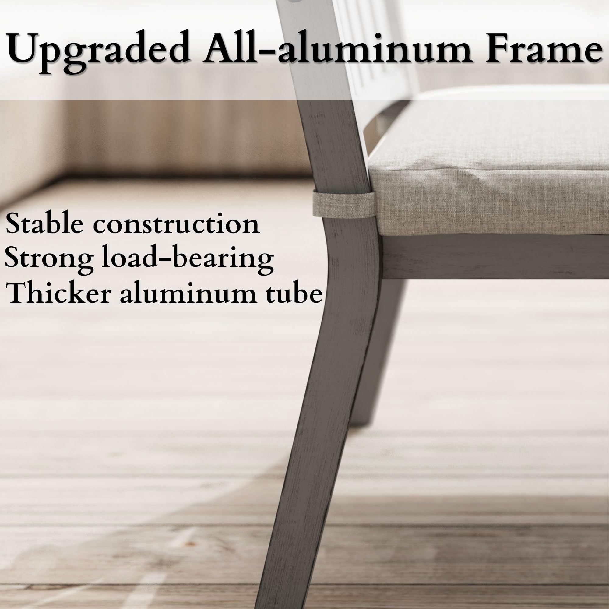 May in Color Patio Dining Chair Set of 4, Aluminum Outdoor Dining Chairs with Waterproof Cushions, Metal Outdoor Patio Furniture Seating for Porch, Balcony, Deck, Backyard, Gray