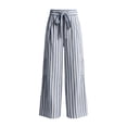 thumbnail image 4 of ZHYou No Boundarie Womens Striped Pants Casual Drawstring High Waist Wide Leg Cute Stylish Loose Fit Trousers,Light Blue,Size XL, 4 of 4
