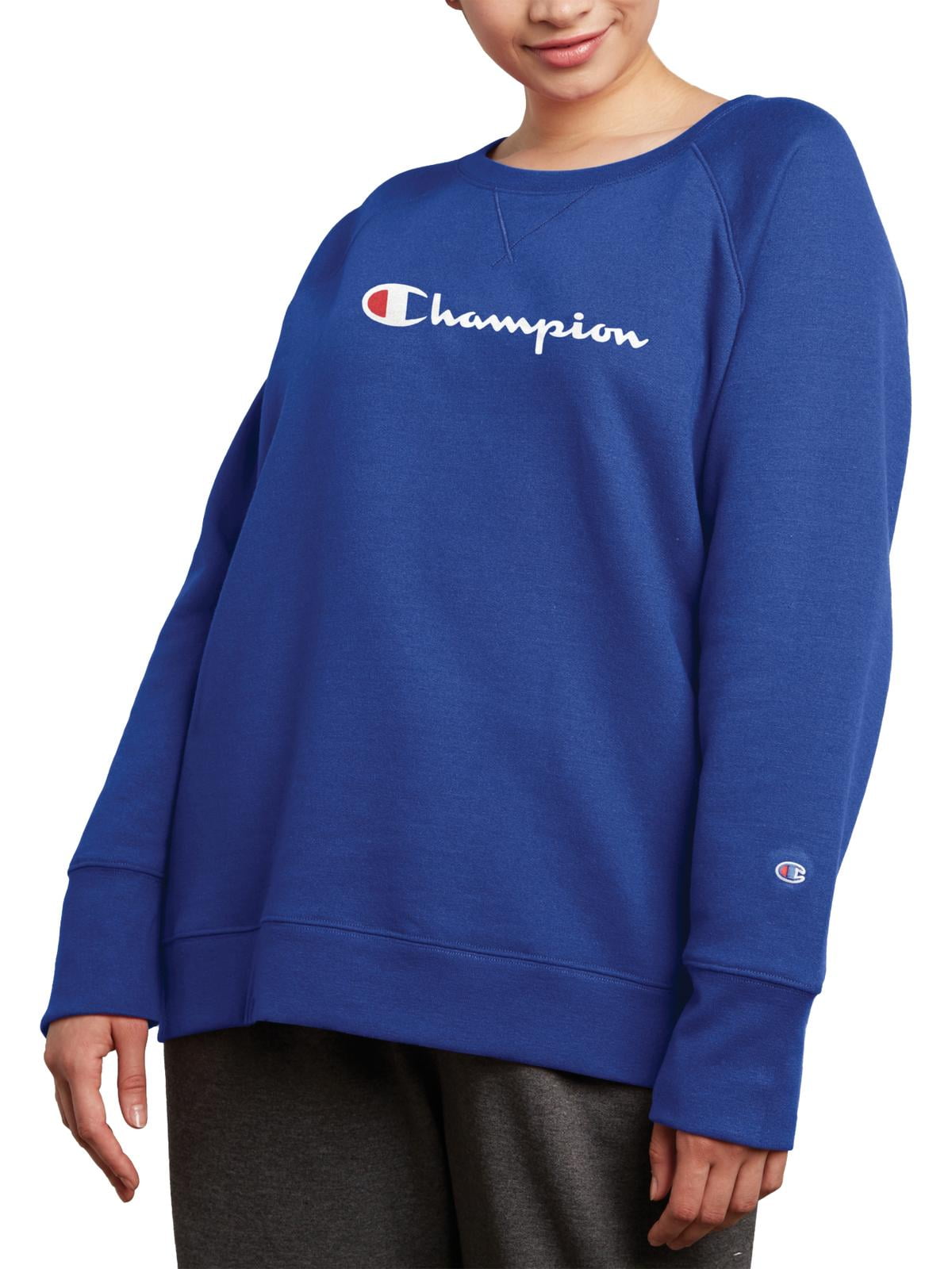 Champion - Champion Womens Plus Fleece Crew Neck Sweatshirt Blue 3X ...