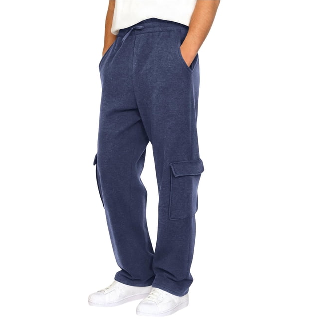 Ceisia Men's Loose Cargo Sweatpants with Elastic Drawstring Waist & Multi Pockets Navy L Gifts