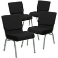 thumbnail image 3 of BizChair 4 Pack 21''W Stacking Church Chair in Black Fabric - Silver Vein Frame, 3 of 15