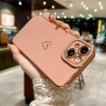 thumbnail image 3 of Compatible with iPhone 14 Case Cute, Luxury Plating Heart Phone Case, Electroplated Edge Bumper Case for Women Girls Soft TPU Shockproof Camera Protective Back Cover - Pink, 3 of 10