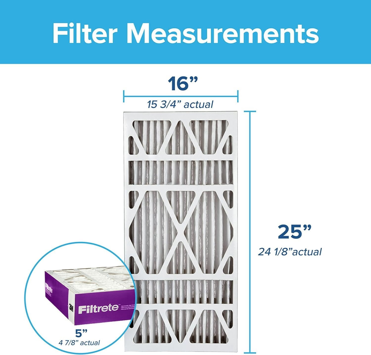 Filtrete AC Furnace Air Filter Healthy Living Ultra Allergen Deep Pleat - MPR 1550 - 1 Pack, 16x25x5