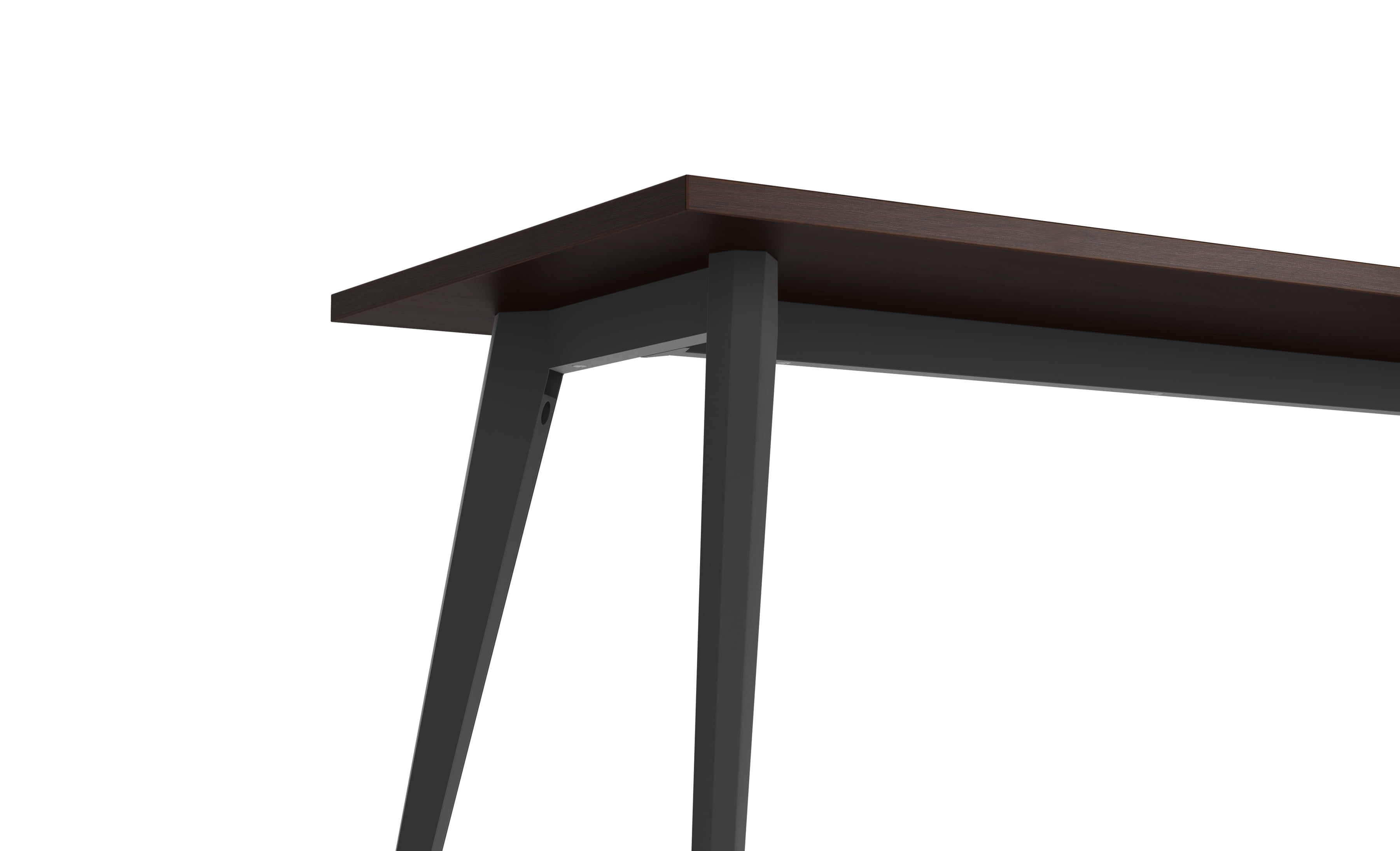 HON Basyx 55” Commercial-Grade Executive Desk, Angled Metal Legs, in Charcoal/Walnut (BSX55MPLCMW)