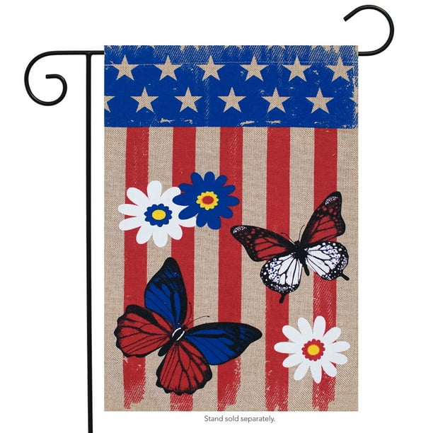 Download Patriotic Butterflies Burlap Garden Flag Floral USA 12.5 ...