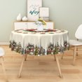 thumbnail image 4 of Duangreer Retro Christmas 60''Round Tablecloth, Poinsettia Xmas Cottage Print, Waterproof Tablecloths for Party, Dining, Indoor and Outdoor, 4 of 6