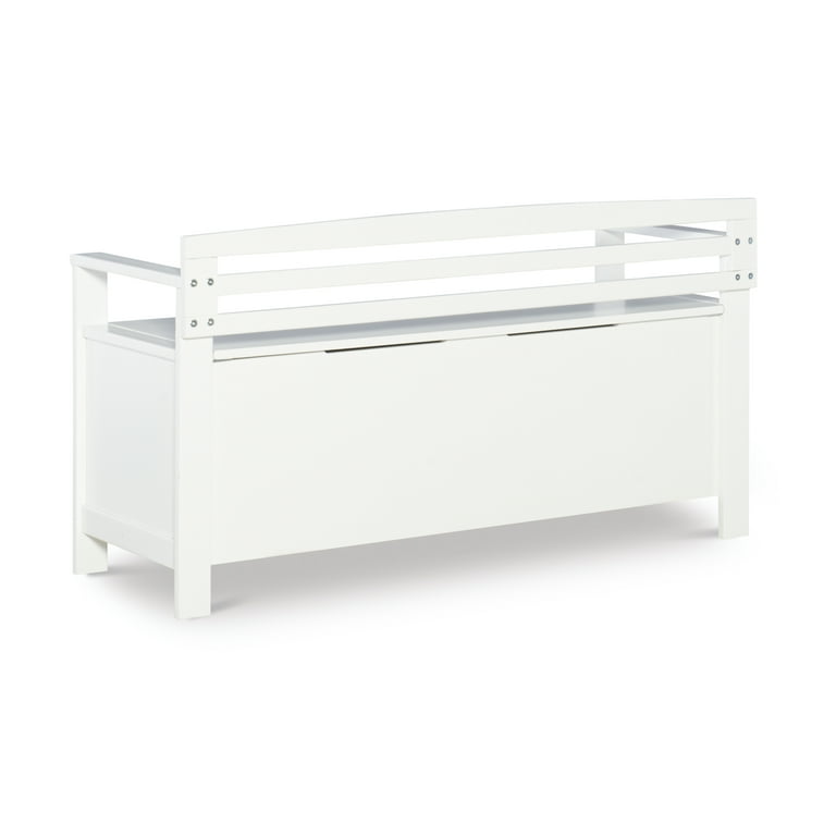 Linon 46” Laredo White Solid Wood Ladder Back Storage Bench with