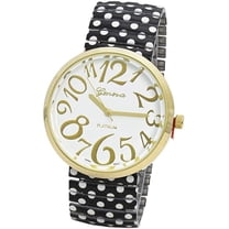 Blekon Collections Women's 41mm Case Polka Dots Design Stretch Band Watch (Black)