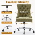 thumbnail image 5 of Pawverly Velvet Upholstered Office Chair, Tufted Button Swivel Desk Chair with Adjustable Height, Gold Metal Base & Wheels, Modern Vanity Chair, Green, 5 of 8