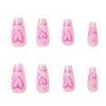 thumbnail image 3 of Juego de 24 uñas postizas de cobertura total para mujeres y niñas, elegantes uñas de ataúd con forma de corazón rosa, 3 of 6