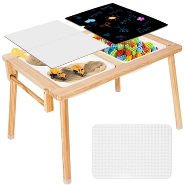 Kids Sensory Table, Wood Toddler Activity Table With Block Lid And Storage For Play Study Dining,Play Sand Table for Indoor Outdoor,Kid Table For Toddlers Age 3-5,Gifts For Birthday