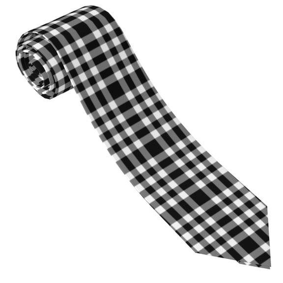 Sigee White And Black Plaid for Elegant Men's Necktie,Classic Tie for Formal and Casual Occasions