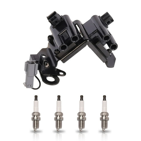 ISA Ignition Coil and 4 Iridium Spark Plugs Compatible with 2000-2003 Hyundai Accent 1.5L L4 Replacement for UF308