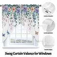thumbnail image 3 of Retro Eucalyptus Swag Valances for Windows 2 Pack Leaf Flower Butterfly Watercolor Plant Swag Kitchen Curtains 36 Inches Long Rod Pocket Short Window Treatment for Kitchen Bathroom 36"x36", 3 of 8