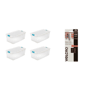 Sterilite 106 Qt Storage (4 Pack) Bundled with VELCRO? Brand Extreme Outdoor