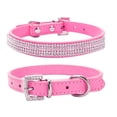 thumbnail image 2 of dgysar Bling Dog Collar Sparkling Crystal Studded Pet Collar with PU Leather Adjustable Neck Strap for Small and Medium Dogs Hot Pink XS, 2 of 3