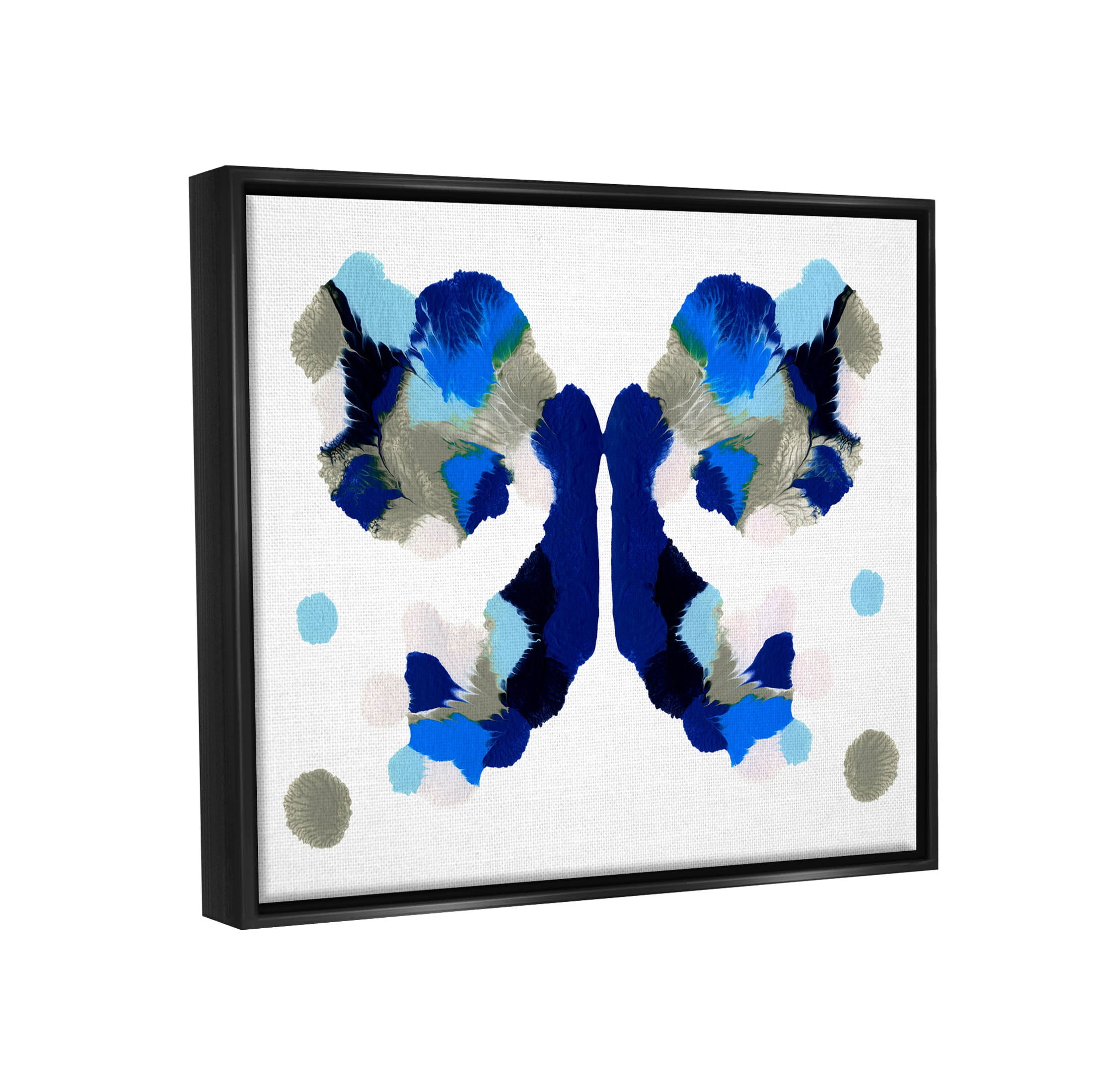 Stupell Industries Abstract Ink Blot Shapes Graphic Art Jet Black Floating Framed Canvas Print Wall Art, Design by Emma Caroline