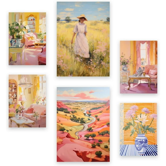 set 6pcs Beauty Country Posters. In the Eclectic style. Aesthetic decorative paintings for your living room, bedroom, house Sizes A4 and A3