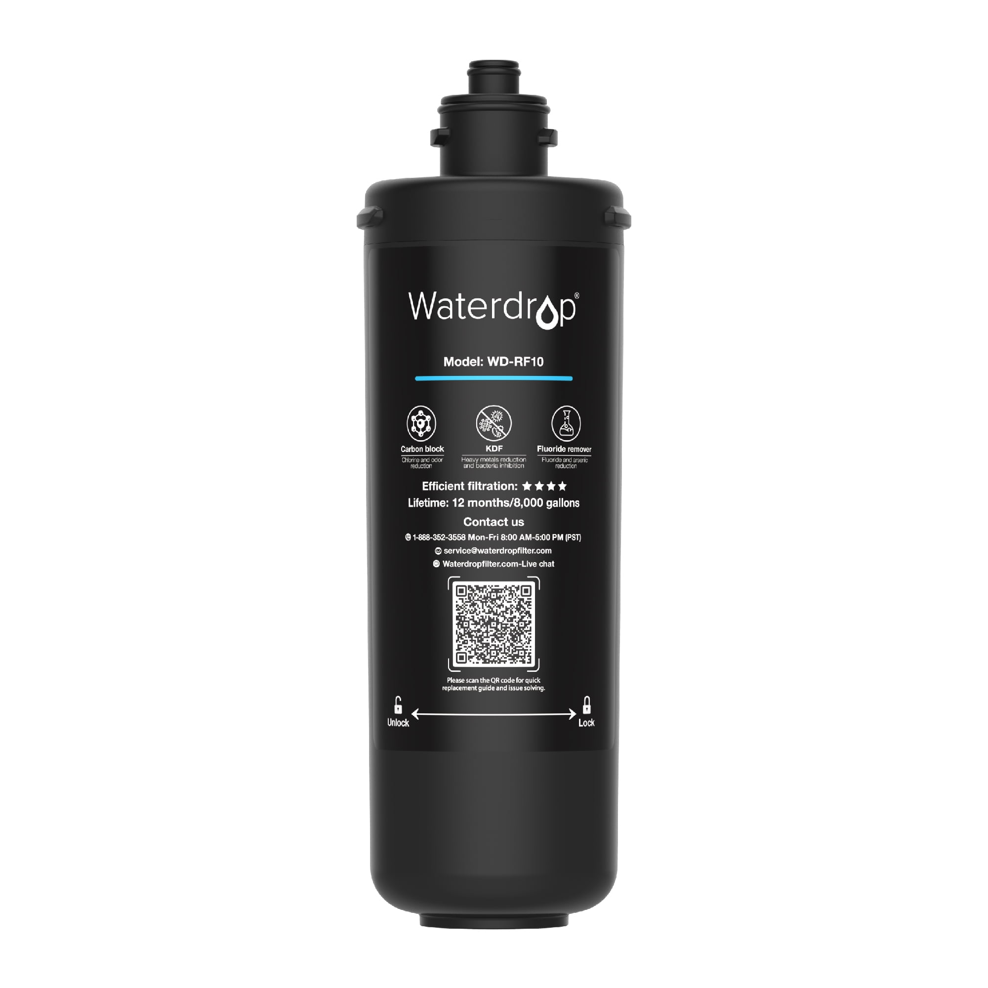 Waterdrop WDRF10 Under Sink Water Filter, Replacement 10UA Under