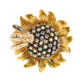 thumbnail image 1 of Personalized Bee On Daisy Flower Brooch Sparkly Rhinestone Scarf Brooch Pin Women Jewelry, 1 of 8
