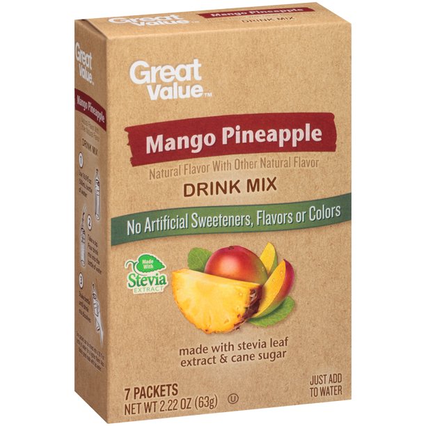 Great Value Mango Pineapple Drink Mix, 2.22 oz, 7 Count