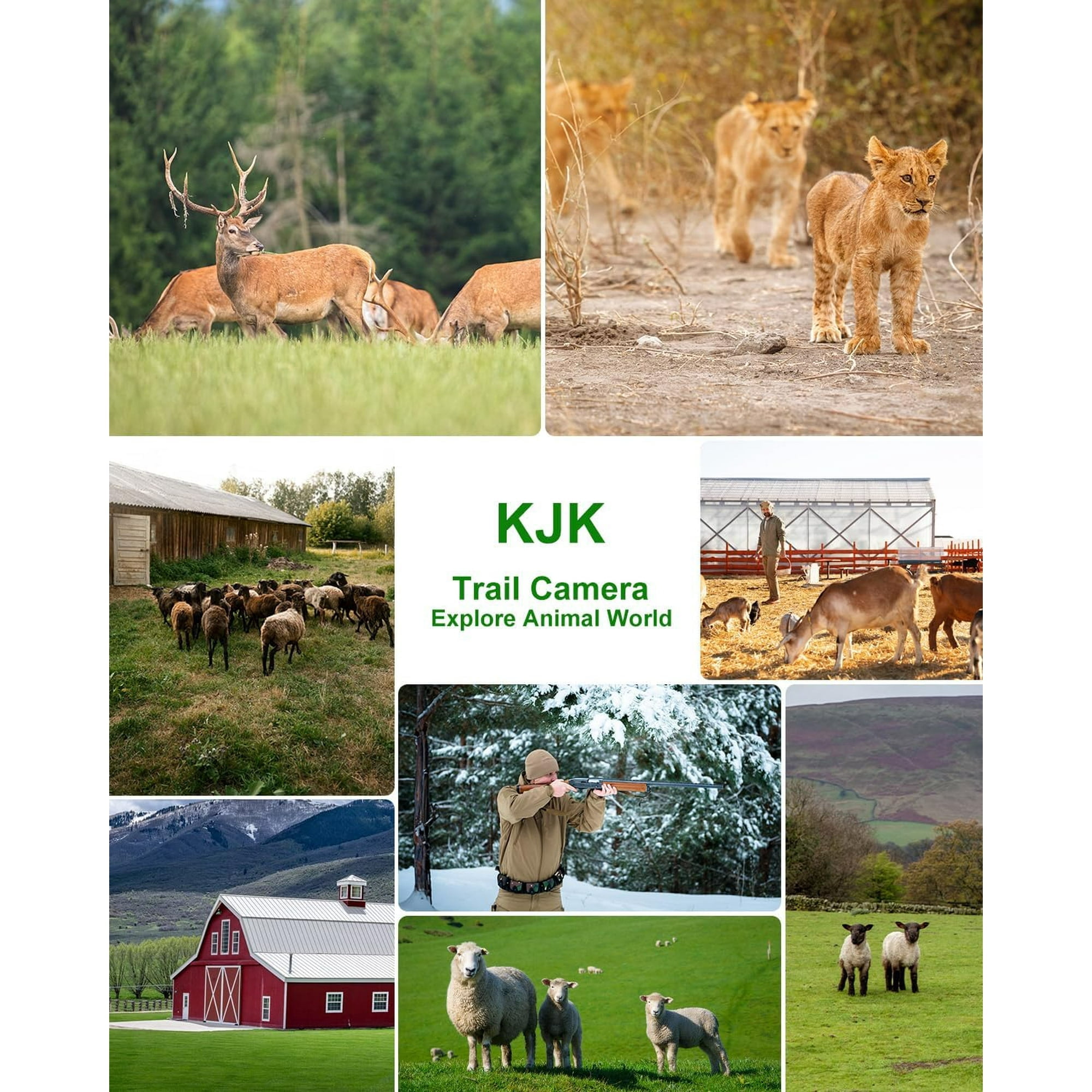KJK Trail Camera,WiFi Trail Cam 4K 64MP Game Camera 64GB Memory Card 8 Batteries with Night Vision, IP67 Waterproof, 0.05s Trigger Speed and 130°Wide-Angle 45pcs Infrared LEDs for Wildlife Monitoring