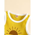 thumbnail image 4 of Genuiskids Newborn Baby Girls Boys Summer Outfits You Are My Sunshine Sun Letter Print Sleeveless Tank Tops and Elastic Waist Casual Shorts Set 0-24 Months Infant Suit, 4 of 9