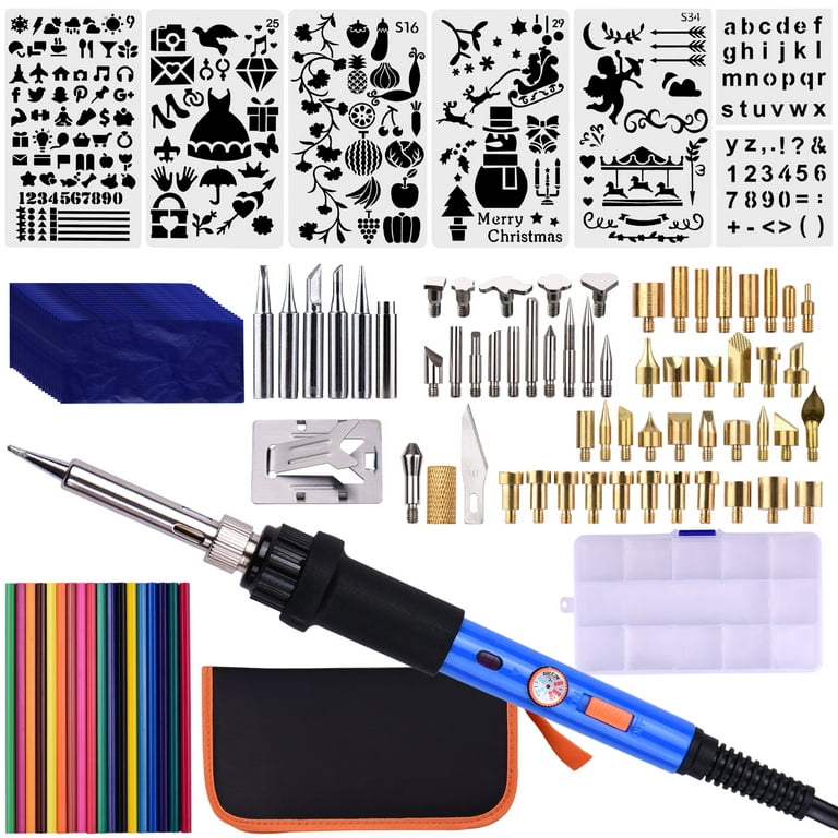 Irfora 106pcs Wood Burning Kit 60W Pyrography Pen Set Adjustable  Temperature 220-480℃ Woodburning Tool for Beginners Adults Embossing  Carving Soldering - Walmart.com